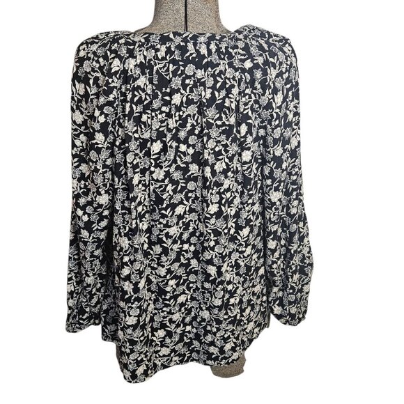 Old Navy Black Floral Long Sleeve Blouse sz Large - Picture 3 of 7